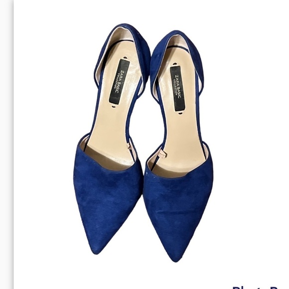 💙Zara Blue Suede Stiletto Heels Sz 37 US 7 Pointed Toe - Picture 4 of 8